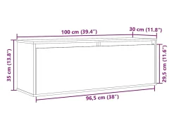 Armário de parede 100x30x35 cm madeira de pinho maciça