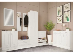 Armário de piso de madeira VCM | De pé | Dimensões: A. 196 x L. 55 x P. 36 cm | 1 porta grande | com prateleira - Balia (Branco)