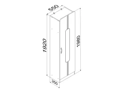 Armário de piso de madeira VCM | De pé | Dimensões: A. 196 x L. 55 x P. 36 cm | 1 porta grande | com prateleira - Balia (Branco)