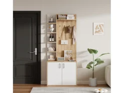 Armário de sala - 75 x 33 x 180 cm - com guarda-roupa + sapateira - aglomerado - natural