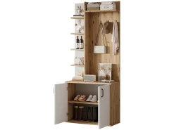 Armário de sala - 75 x 33 x 180 cm - com guarda-roupa + sapateira - aglomerado - natural