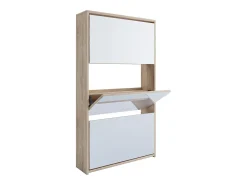 Armário de sapato de madeira VCM | Dimensões: A. 112 x L. 63 x P. 17 cm | 3 flaps with mirror - Stido XL (Honey Oak)