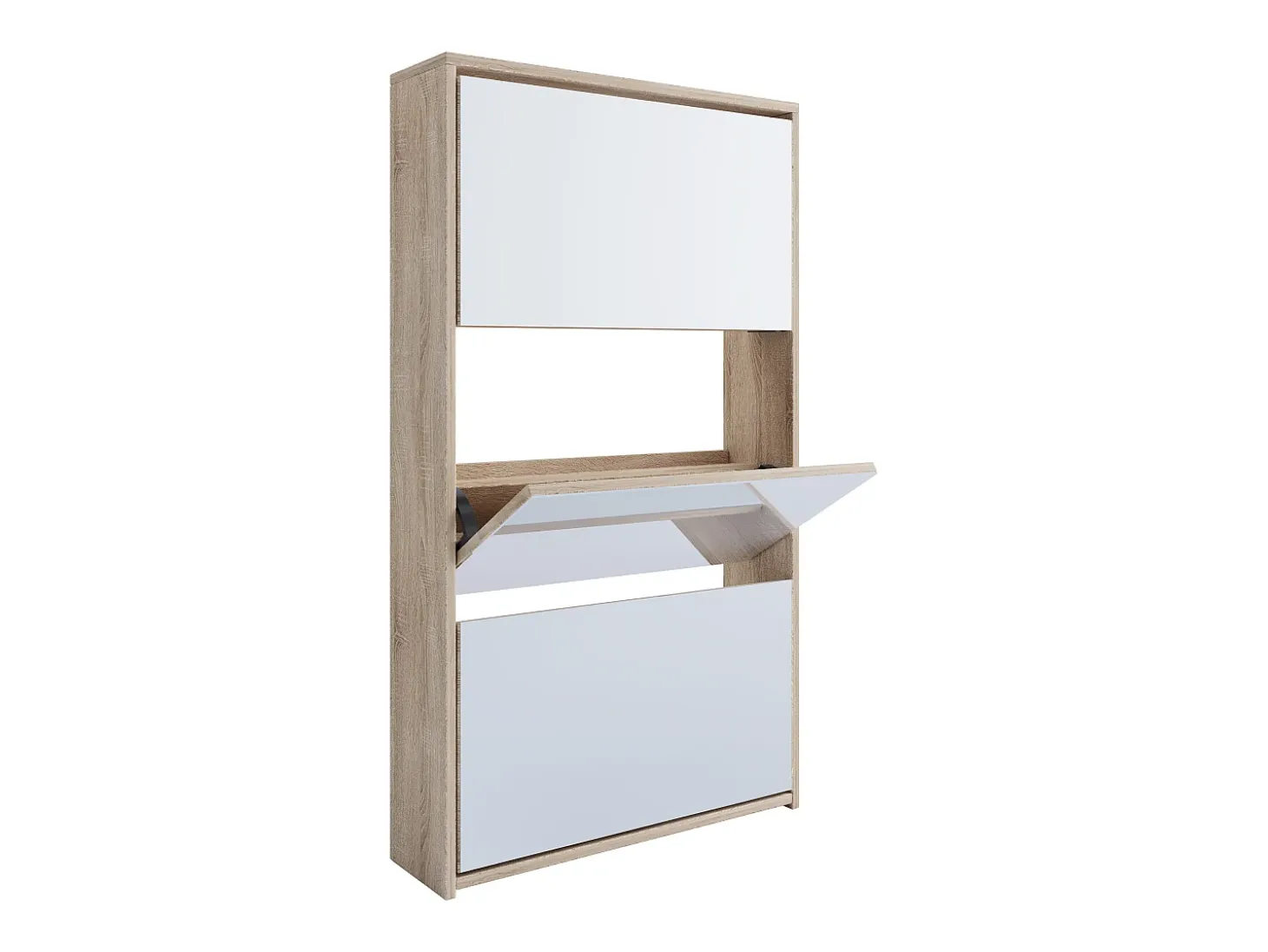 Armário de sapato de madeira VCM | Dimensões: A. 112 x L. 63 x P. 17 cm | 3 flaps with mirror - Stido XL (Honey Oak)