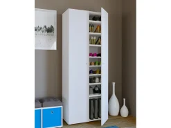 Armário de sapato de madeira VCM | Dimensões: L. 70 x A. 178 x P. 40 cm | Armário para uso integral | 9 compartimentos - Vandol (Branco)