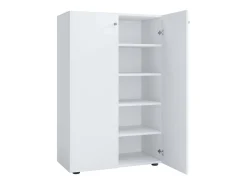Armário de sapato de madeira VCM | Dimensões: A. 110 x L. 70 x P. 39 cm | Armário para uso integral | 5 compartimentos | 2 Portas rotativas – Lona (Branco)