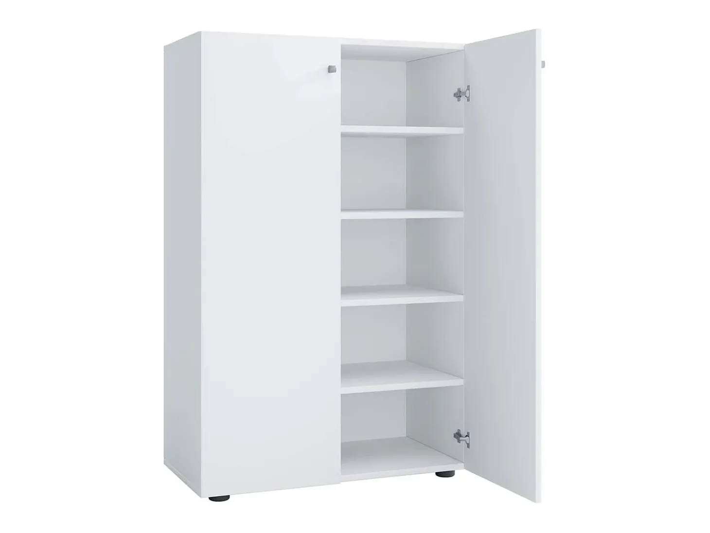 Armário de sapato de madeira VCM | Dimensões: A. 110 x L. 70 x P. 39 cm | Armário para uso integral | 5 compartimentos | 2 Portas rotativas – Lona (Branco)