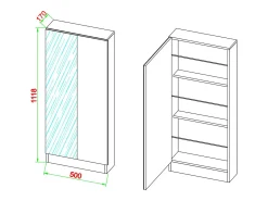 Armário de sapato de madeira VCM | Dimensões: A. 112 x L. 50 x P. 17 cm | 1 Porta giratória | Espelho prático - Espelho Fulisa L (Branco)