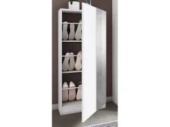 Armário de sapato de madeira VCM | Dimensões: A. 112 x L. 50 x P. 17 cm | 1 Porta giratória | Espelho prático - Espelho Fulisa L (Branco)