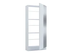 Armário de sapato de madeira VCM | Dimensões: A. 112 x L. 50 x P. 17 cm | 1 Porta giratória | Espelho prático - Espelho Fulisa L (Branco)