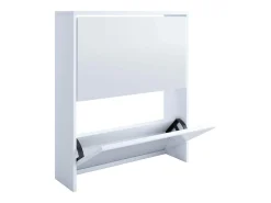 Armário de sapato de madeira VCM | Dimensões: A. 73 x L. 63 x P. 17 cm | 2 abas com espelho - Stido L (Branco)