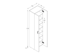 Armário de sapato de madeira VCM | Dimensões: A. 173 x L. 49 x P. 30 cm | Armário para uso integral | 8 compartimentos | 2 Portas rotativas – Ulas (Branco)