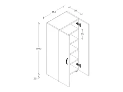 Armário de sapato de madeira VCM | Dimensões: A. 108 x L. 49 x P. 30 cm | Armário para uso integral | 5 compartimentos | 2 Portas de torneamento – Ulas (Antracite)