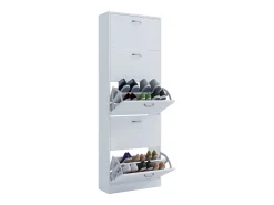 Armário de sapato de madeira VCM | Dimensões: A. 170 x L. 59 x P. 22 cm | 5 flaps - Sipos XL (Branco)