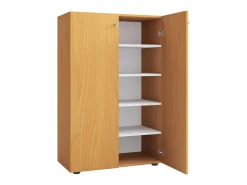 Armário de sapato de madeira VCM | Dimensões: A. 110 x L. 70 x P. 39 cm | Armário para uso integral | 5 compartimentos | 2 portas rotativas – Lona (faia)