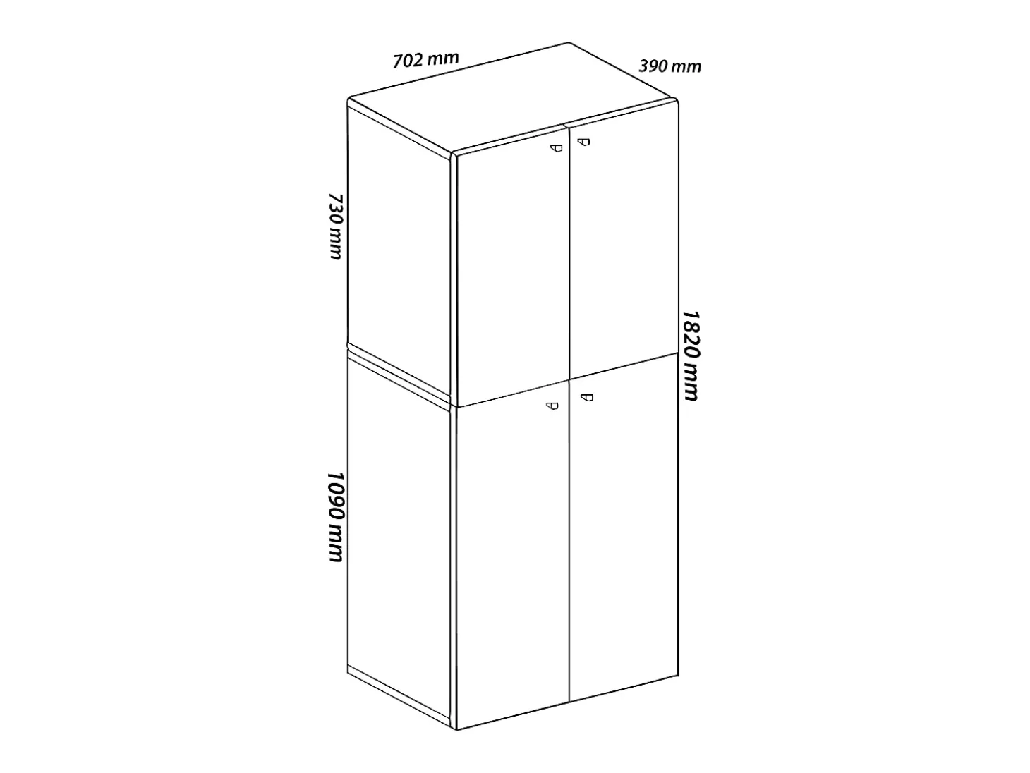 Armário de sapato de madeira VCM | Dimensões: L. 70 x A. 184 x P. 40 cm | Armário para uso integral | 5 compartimentos | 4 portas rotativas - Lona (faia)