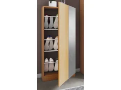 Armário de sapato de madeira VCM | Dimensões: A. 112 x L. 50 x P. 17 cm | 1 porta giratória | espelho prático - Espelho Fulisa L (faia)