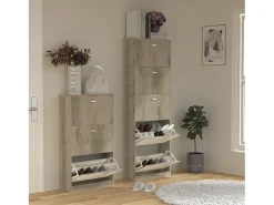 Armário de sapato de madeira VCM | Dimensões: A. 170 x L. 59 x P. 22 cm | 5 flaps - Sipos XL (Honey Oak)