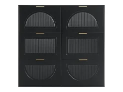 Armário de sapatos preto com 6 portas basculantes, 118x25x115 cm