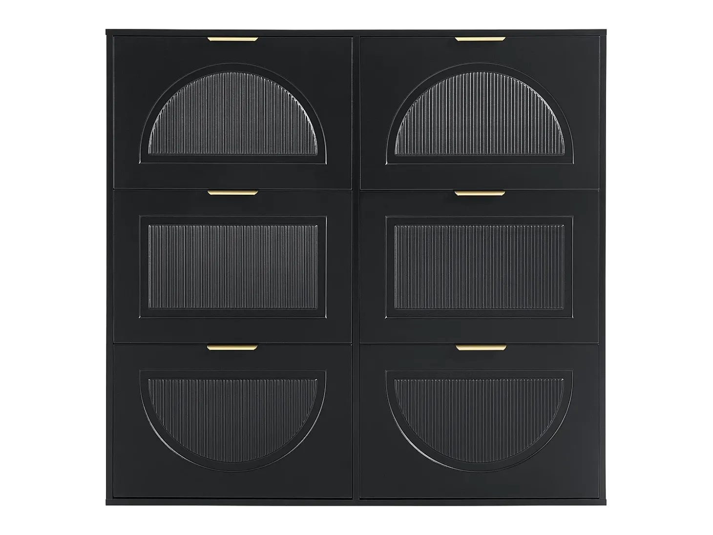 Armário de sapatos preto com 6 portas basculantes, 118x25x115 cm
