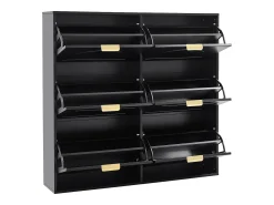 Armário de sapatos preto com 6 portas basculantes, 118x25x115 cm