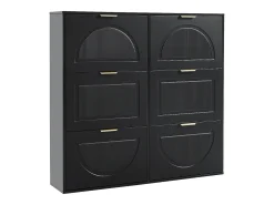 Armário de sapatos preto com 6 portas basculantes, 118x25x115 cm