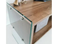 Armário de suporte de TV Dbennace, Aparador de sala, Armário de TV baixo, Base de parede equipada, 120x35h45 cm, Nogueira