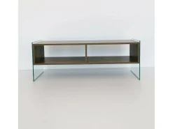 Armário de suporte de TV Dbennace, Aparador de sala, Armário de TV baixo, Base de parede equipada, 120x35h45 cm, Nogueira