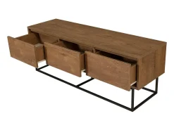 Armário de suporte de TV Dlapadul, Aparador de sala, Armário de TV baixo, Base de parede equipada, 140x40h50 cm, Nogueira e Preto