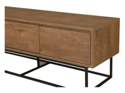 Armário de suporte de TV Dlapadul, Aparador de sala, Armário de TV baixo, Base de parede equipada, 140x40h50 cm, Nogueira e Preto