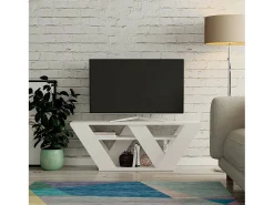 Armário de suporte de TV Dpellegr, Aparador de sala de estar, Armário de TV baixo, Base de parede equipada, 110x30h40 cm, Branco