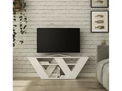Armário de suporte de TV Dpellegr, Aparador de sala de estar, Armário de TV baixo, Base de parede equipada, 110x30h40 cm, Branco