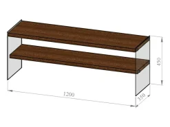 Armário de suporte de TV Dpianc, Aparador de sala de estar, Armário de TV baixo, Base de parede equipada, 120x35h45 cm, Nogueira
