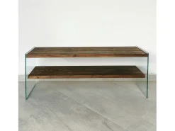 Armário de suporte de TV Dpianc, Aparador de sala de estar, Armário de TV baixo, Base de parede equipada, 120x35h45 cm, Nogueira