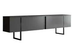 Armário de suporte de TV Dgridell, Aparador de sala, Armário de TV baixo, Base de parede equipada, 180x30h50 cm, Antracite e Preto