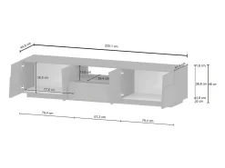 Armário de suporte de TV Dcortinovi, Aparador de sala baixa com 4 portas e 1 gaveta, Base de suporte de TV, 220x44h46 cm, Carvalho