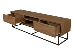 Armário de suporte de TV Dpicon, Aparador de sala, Armário de TV baixo, Base de parede equipada, 180x40h50 cm, Nogueira e Preto