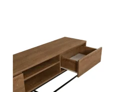 Armário de suporte de TV Dpicon, Aparador de sala, Armário de TV baixo, Base de parede equipada, 180x40h50 cm, Nogueira e Preto