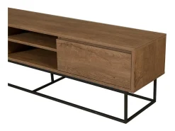 Armário de suporte de TV Dpicon, Aparador de sala, Armário de TV baixo, Base de parede equipada, 180x40h50 cm, Nogueira e Preto