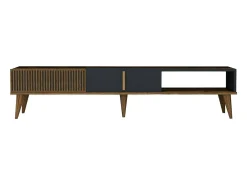 Armário de suporte de TV Dfirican, Aparador de sala, Armário de TV baixo, Base de parede equipada, 180x35h40 cm, Nogueira e Antracite