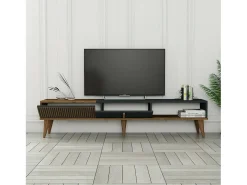 Armário de suporte de TV Dfirican, Aparador de sala, Armário de TV baixo, Base de parede equipada, 180x35h40 cm, Nogueira e Antracite