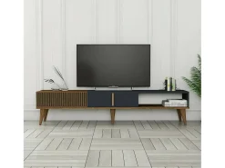 Armário de suporte de TV Dfirican, Aparador de sala, Armário de TV baixo, Base de parede equipada, 180x35h40 cm, Nogueira e Antracite