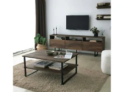 Armário de suporte de TV Dpigin, Aparador de sala, Armário de TV baixo, Base de parede equipada, 170x30h40 cm, Nogueira