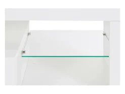 Armário de suporte de TV Dcompagno, Suporte de TV, Aparador baixo para sala de estar com 1 porta, 100% Made in Italy, 160x40h35 cm, Branco brilhante