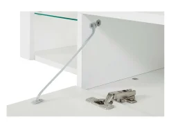 Armário de suporte de TV Dcompagno, Suporte de TV, Aparador baixo para sala de estar com 1 porta, 100% Made in Italy, 160x40h35 cm, Branco brilhante