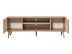 Armário de suporte de TV Dfantacc, Aparador de sala, Armário de TV baixo, Base de parede equipada, 140x40h50 cm, Carvalho e Multicolor