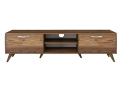 Armário de suporte de TV Dbarar, Aparador de sala, Armário de TV baixo, Base de parede equipada, 180x35h49 cm, Nogueira