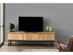 Armário de suporte de TV Dpinat, Aparador de sala, Armário de TV baixo, Base de parede equipada, 180x40h50 cm, Carvalho e Preto