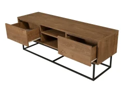Armário de suporte de TV Dpicon, Aparador de sala, Armário de TV baixo, Base de parede equipada, 140x40h50 cm, Nogueira e Preto