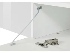 Armário de suporte de TV Dconsigl, Aparador baixo para sala de estar com 3 portas, Base de suporte para TV, 240x40h35 cm, Branco brilhante