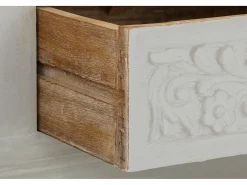 Armário de TV barroco com 2 portas de vidro em MDF cinzento